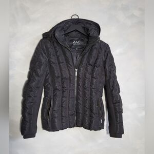 Zac Posen Down Weatherproof Coat Removable Hood Black Women US S